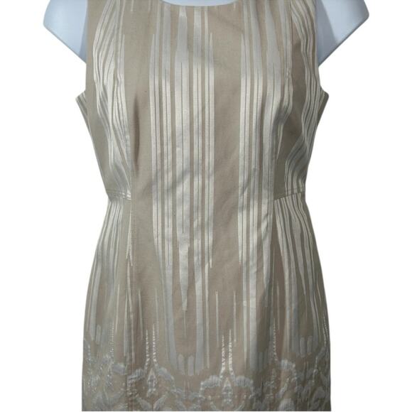 Calvin Klein Sheath Midi Dress Beige White Ombre Shadow Pattern Size 10 - Picture 5 of 13